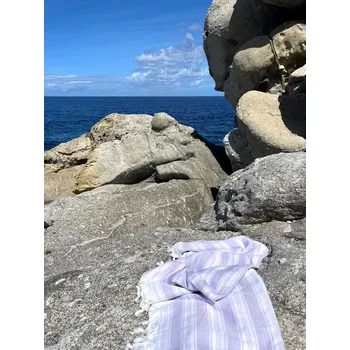 Osuška - Saray modrá 2 s bílými proužky