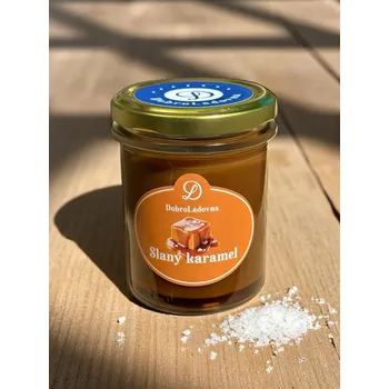 Cukrovinka Slaný karamel Dobroládovna Velikost balení: 150 g Objevte návykovou chuť našeho poctivého slaného karamelu, kde se krémová sladkost snoubí s jemným pohlazením mořské soli