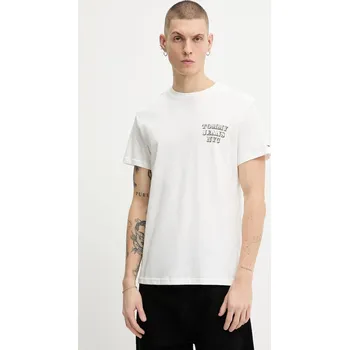 Bavlněné tričko Tommy Jeans DM0DM22321 béžová 01X, vel. XXL