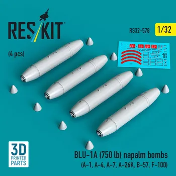 Plastikový model Reskit 1/32 BLU-1A (750 lbs) napalm bombs (4 pcs.)