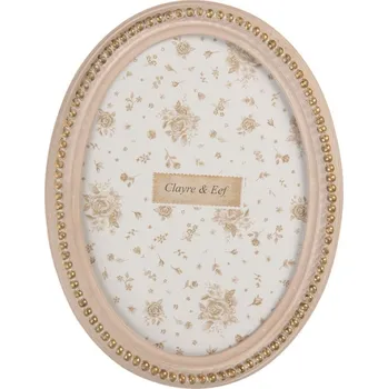 Rám na obraz Starorůžový oválný fotorámeček se zlatou patinou Violetta – 15x2x20 cm na fotografii 13x18 cm