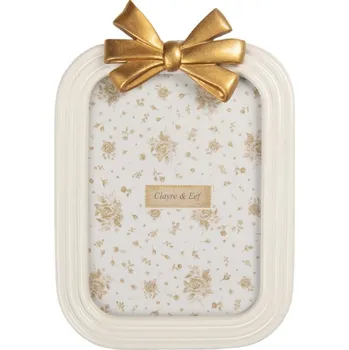 Rám na obraz Béžový fotorámeček se zlatou mašličkou Girlaa – 16x2x24 cm na fotografii 13x18 cm