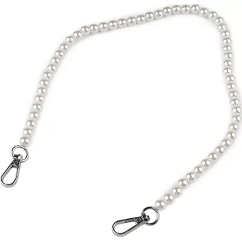 Kabelka Perlový řetízek / ucho na kabelky a telefony délka 60 cm Nikl (Řetízek/ucho perličky)