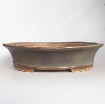 Květináč Keramická bonsai miska 32 x 29 x 7 cm zelená