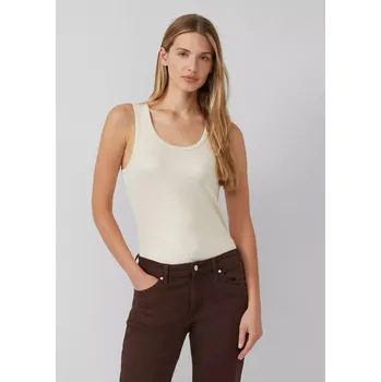 Dámské tričko s.Oliver žebrované tílko se třpytkami krémové Velikost: 38