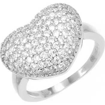Prsten Argento 72915 Stříbrný prsten - srdíčko, čiré kulaté zirkony | Velikost prstenu: 55mm