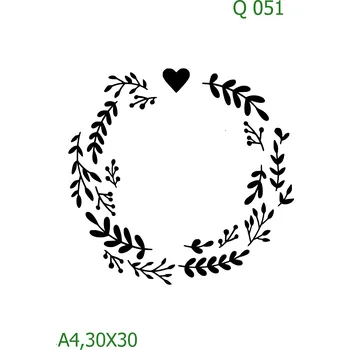 Plastová šablona pro malování - Srdce a věnečky - Věneček se srdcem (Q051) - A4 , Lepící fólie