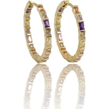 Šperk Náušnice kruhy s barevnými kamínky, 19 mm, 2,56 g, Au 585