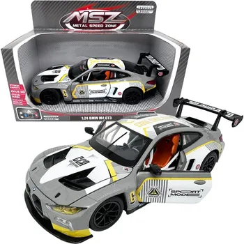 autíčko Kovový model - 1:24 BMW M4 GT3 Stříbrně šedá