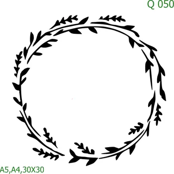 Plastová šablona pro malování - Srdce a věnečky - Věnec z obilí (Q050) - 30 x 30 cm , Lepící fólie