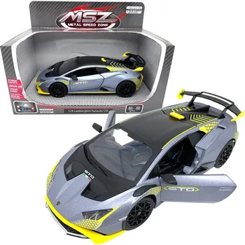 autíčko Kovový model - 1:24 Lamborghini Huracán STO Stříbrně šedá