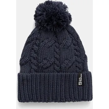 Čepice Čepice Jack Wolfskin Pompom tmavomodrá barva, vlněná, 1905092 95X, vel. ONE SIZE