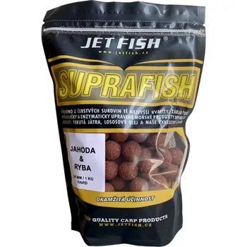 Boilies JET FISH Supra Fish Extra Tvrdé Boilie Jahoda &amp; Ryba 24 mm 1 kg - 24 mm