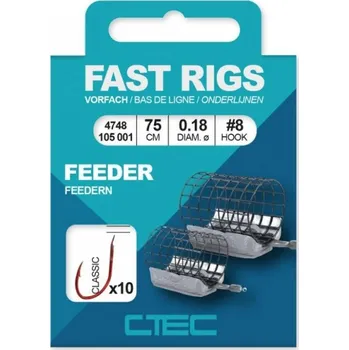 SPRO Feederový návazec C-TEC Fast Rigs Classic Feeder 75 cm 10 ks - 12 / vlasec 0.14 mm