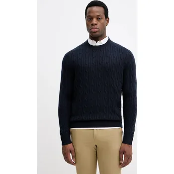 Pánské oblečení Svetr s příměsí kašmíru BOSS H-Hetico 50549975 námořnická modř 59X, vel. M