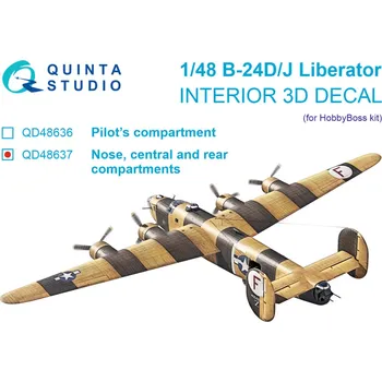 Plastikový model Quinta studio 1/48 B-24D/B-24J Liberator Nose,central&rear comp.