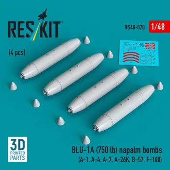 Plastikový model Reskit 1/48 BLU-1A (750 lb) napalm bombs (4 pcs.)