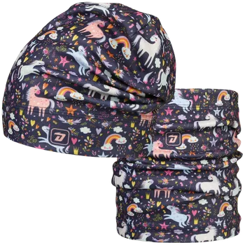 Nákrčník Set fleecové čepice a nákrčníku Yetti - fialová, jednorožci, Dráče Velikost: obvod 48-50
