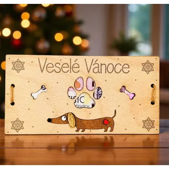 Dekorace z Řečice Dárkové vánoční přání/karta na peníze pejsek