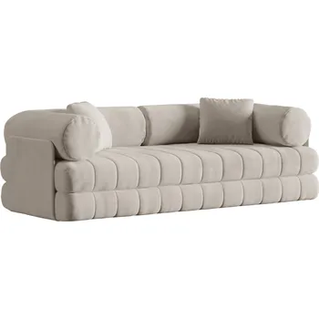 Pohovka Cosmopolitan Design Béžová sametová rozkládací pohovka Kemi 206 cm