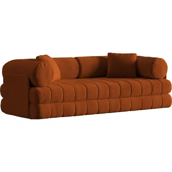 Pohovka Cosmopolitan Design Terakotově oranžová sametová rozkládací pohovka Kemi 206 cm