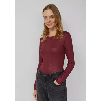 Dámské tričko s.Oliver triko se třpytkami dlouhý rukáv vínové Velikost: 42