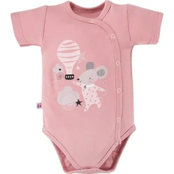 Kojenecký body Eevi Body celorozepínací krátký rukáv Mellow RŮŽOVÉ - 62