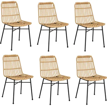 Jídelní židle Sada 6 židlí Surabaya přírodní/černé nohy
