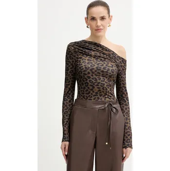 Dámské tričko Tričko s dlouhým rukávem Guess ANITA dámské, hnědá barva, W5BP08 K1492 W5BP08.K1492 89X, vel. XL