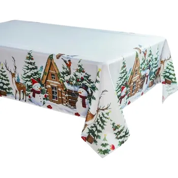 ubrus Elegantní bílý vánoční ubrus se zimní krajinou - dostupný v několika velikostech Šířka: 110 cm | Délka: 160 cm