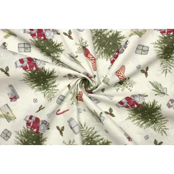 Bavlněné plátno - Vánoční vzor dárky - 8107