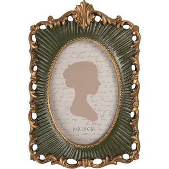 Rám na obraz Zeleno-zlatý fotorámeček ve vintage stylu Meworu – 15x2x23 cm na fotografii 13x18 cm