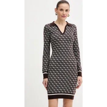 Dámské šaty Šaty z vlněné směsi Guess AUBREY W5BK25.Z3JD2 hnědá 89X, vel. XL