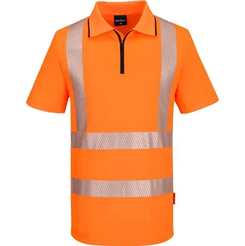 PORTWEST HI-VIS KX3 KX302 / Pánská reflexní polokošile na zip, s krátkým rukávem - HV oranžová XXXL