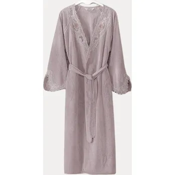 Pánské oblečení Soft Cotton Dámský elegantní župan DESTAN v dárkovém balení, Fialová / Lila, 420 g / m², Česaná prémiová bavlna 100%, Dlouhý - vel. XL