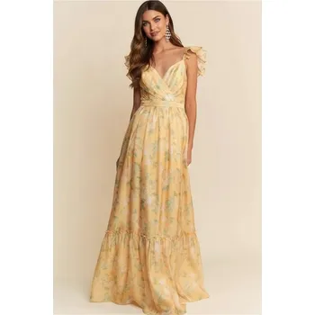 Dámské šaty DIVA Družičkovské šaty MARIELLA žluté Barva: Žlutá, Velikost: M