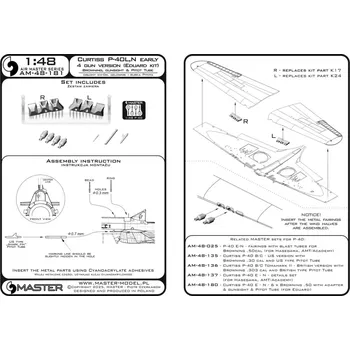 Plastikový model Master 1/48 Curtiss P-40 L,N gunsight&P.Tube&Browning 0.5