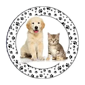 Jedlá dekorace na dort Obrázek Jedlý papír Ťapky, pes a kotě