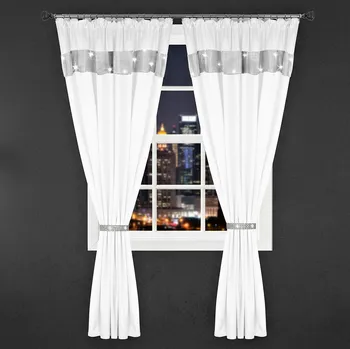 Závěs Dekorační závěs se zirkony s řasící páskou AURORA bílá 145x250 cm (cena za 1 kus) MyBestHome