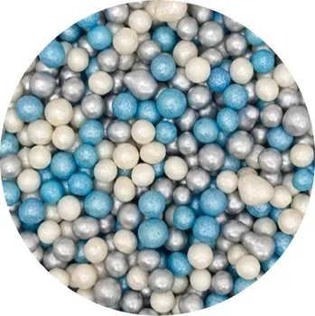 Cukrovo-rýžové perly směs modro-bílo-stříbrná 5mm 1kg - I LOVE CAKES | Skvělé pro Váš domácí dort