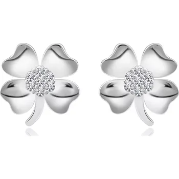 Náušnice Stříbrné náušnice 925 - květiny s čirým zirkonem uprostřed