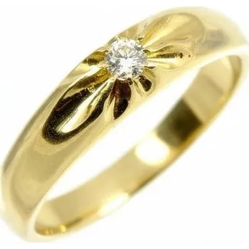 Prsten ŠPERKY-NM, Dámský prsten sluníčko s briliantem 2.5mm 1676 Barva zlata: žlutá, Velikost prstenu: 53