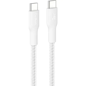 Datový kabel Belkin BOOST CHARGE™ PRO USB-C/USB-C kabel 240W, 3m, bílý - odolný CAB025HQ3MWH