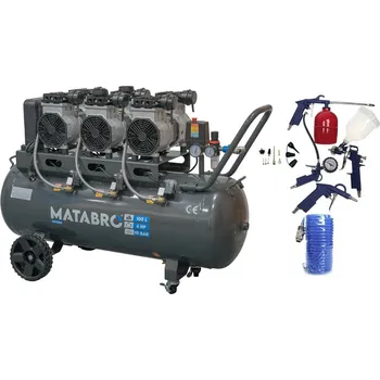 Kompresor AKČNÍ SET SETMB-K206, Bezolejový kompresor 100l, 230V, 6 pístů s příslušenstvím | 4500W | Matabro