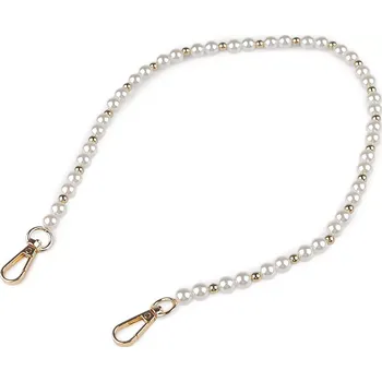 Kabelka Perlovo-zlatý řetízek / ucho na kabelky a telefony délka 60 cm Nikl (Řetízek/ucho perličky)