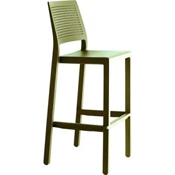 Barová židle Barová židle Emi 75 cm zelená s opěrkou do kuchyně a jídelny moderní stohovatelná venkovní