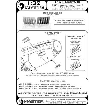Plastikový model Master 1/32 P-51 Mustang carbur.air filter cover RAF 2