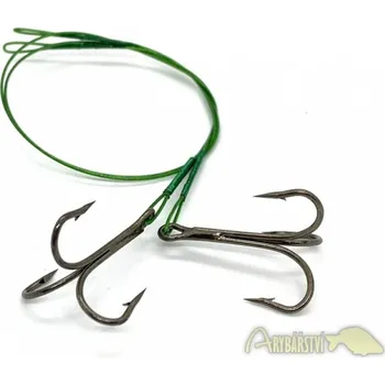 ALBASTAR Ocelové lanko 1x7 s trojháčkem 2 ks - 25 cm (18kg, háček vel.1)