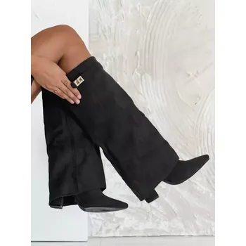 Dámské kozačky Dámské boty DSTREET ZY1212 ČERNÁ 38