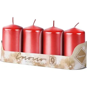 Svíčka Svíčka adventní Emocio Válec 4ks 50x90mm Metal červené